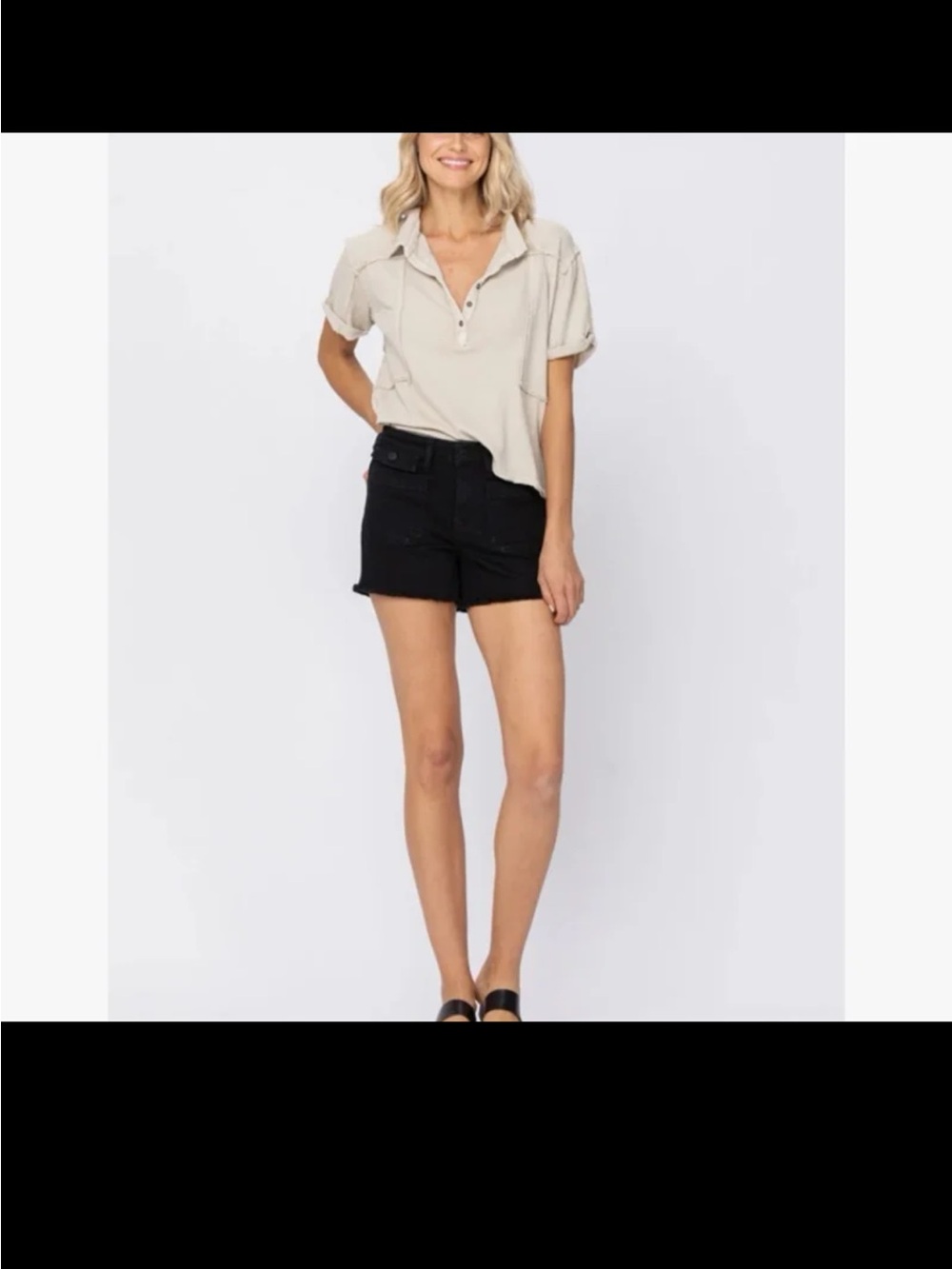 NWT JUDY BLUE CARGO PATCH POCKET SHORTS - BLACK Size 1X - Picture 5 of 12